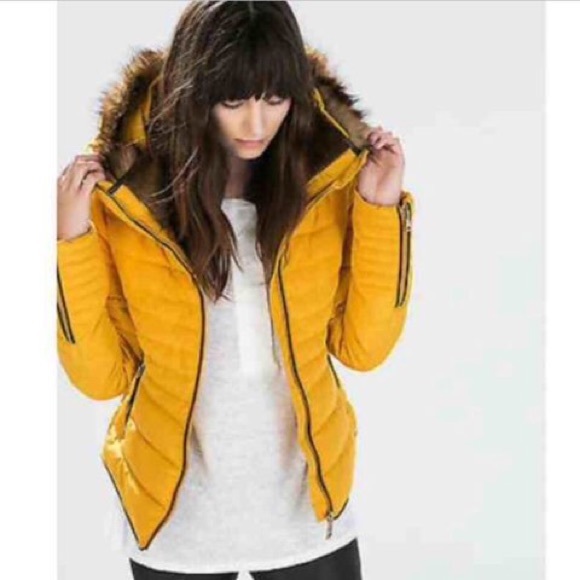 zara puffer jacket mustard